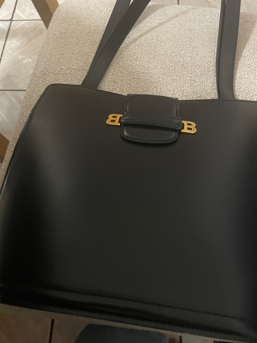 Bally Black Leather Shoulder Bag with Gold Hardware